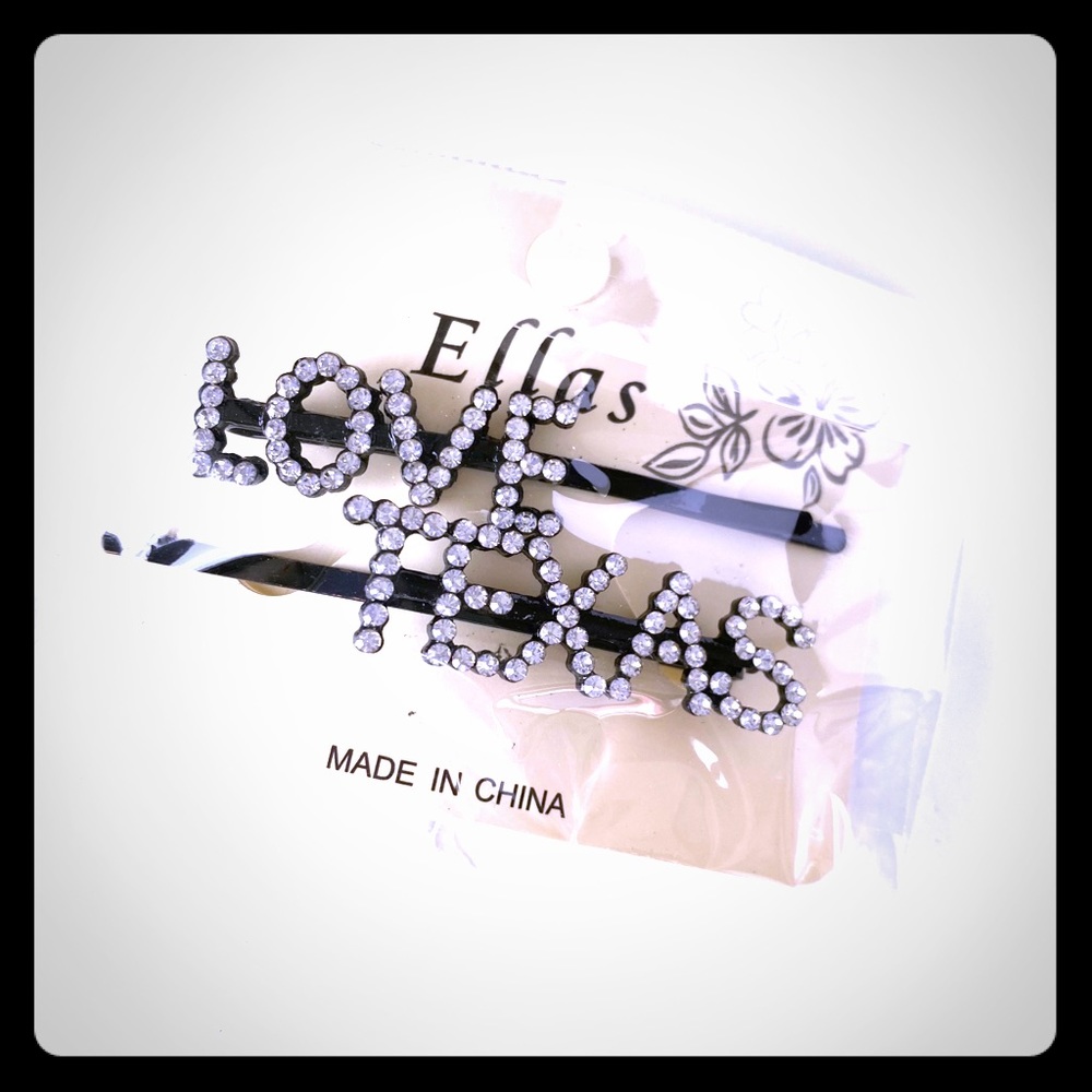 “Love Texas” Rhinestone hair pins